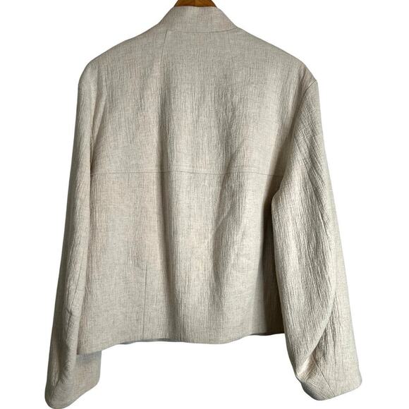 BANANA REPUBLIC Bella Bomber Jacket Cotton Linen Full Front Zip Cream W's Large - Picture 8 of 11
